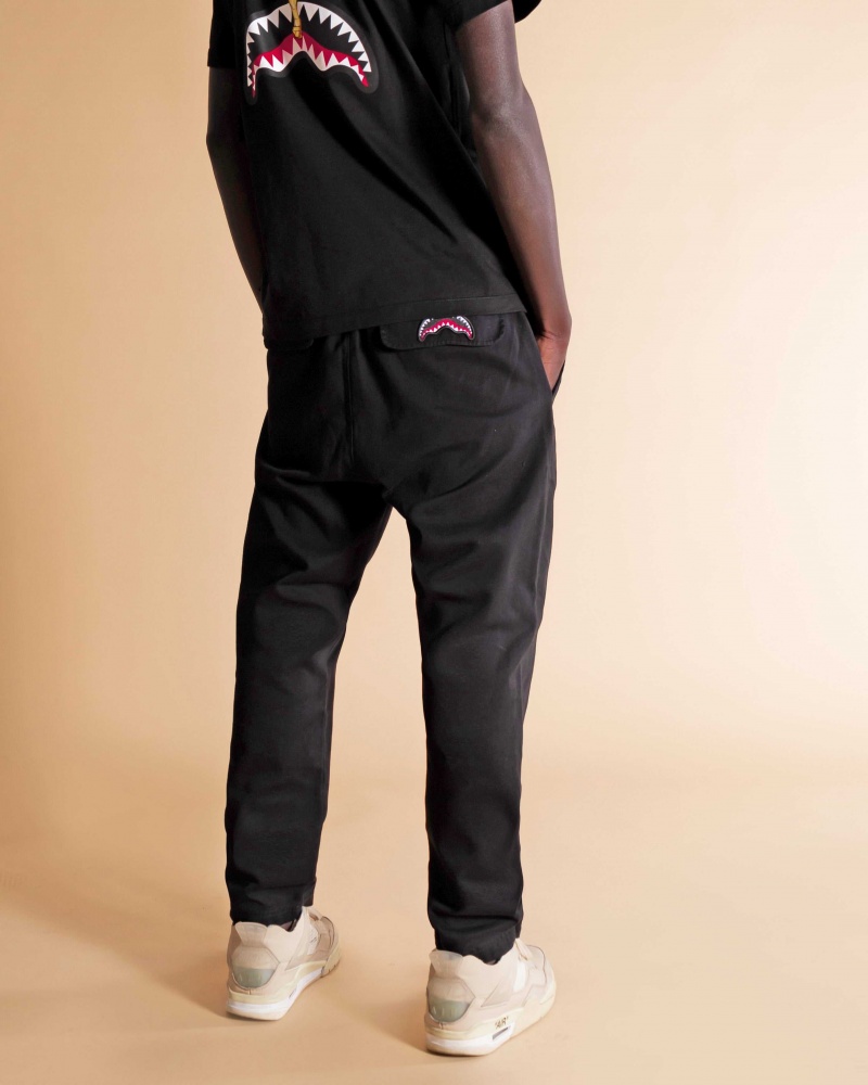 Sprayground Trousers COTTON BAGGY CHINO TOTAL Black | QWEYN5978