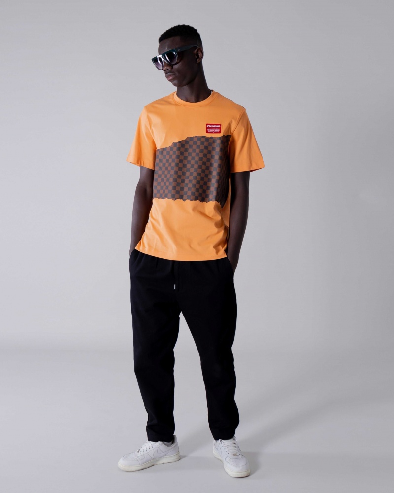 Sprayground T-shirt ANDRE CHECKERED Orange | UDVZA6351