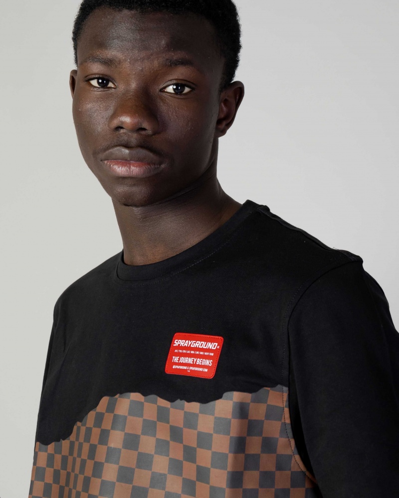 Sprayground T-shirt ANDRE CHECKERED Black | VXQAR3492