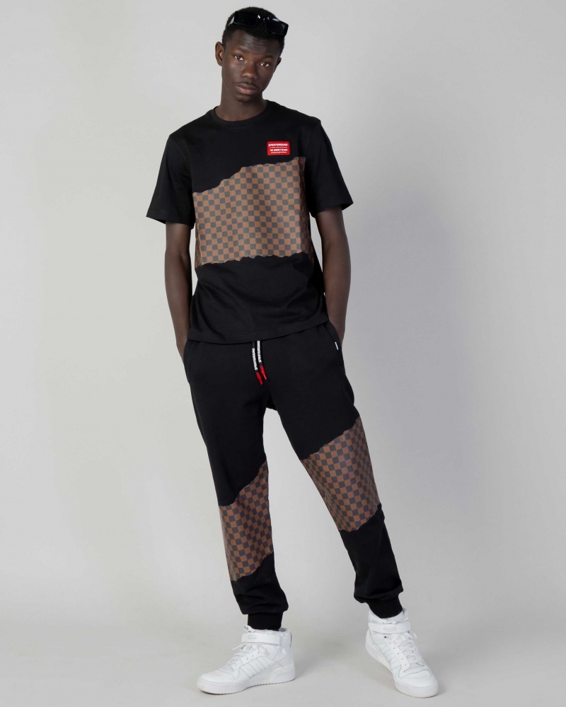 Sprayground T-shirt ANDRE CHECKERED Black | VXQAR3492