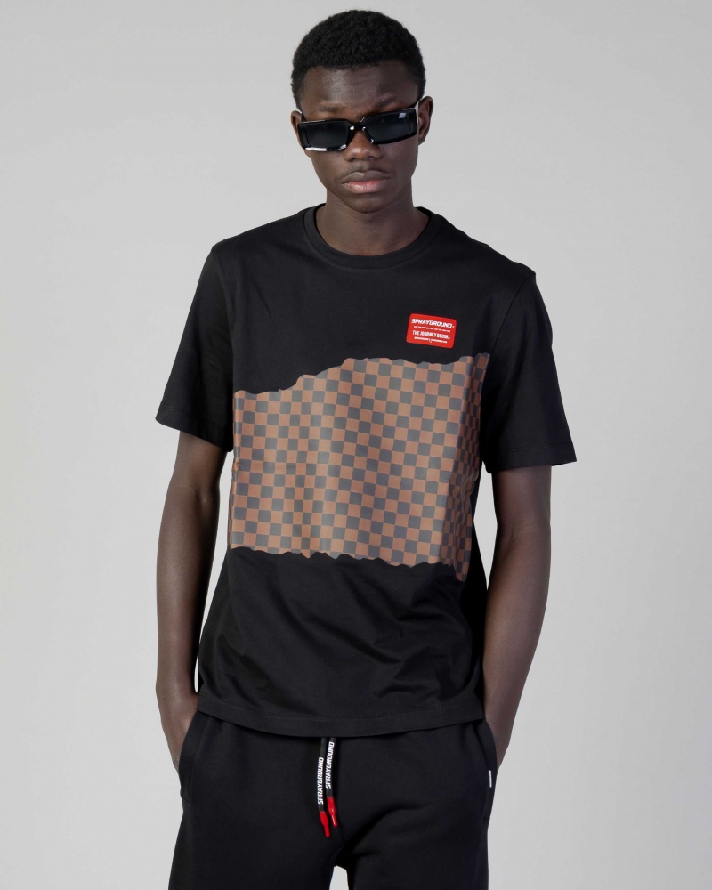 Sprayground T-shirt ANDRE CHECKERED Black | VXQAR3492