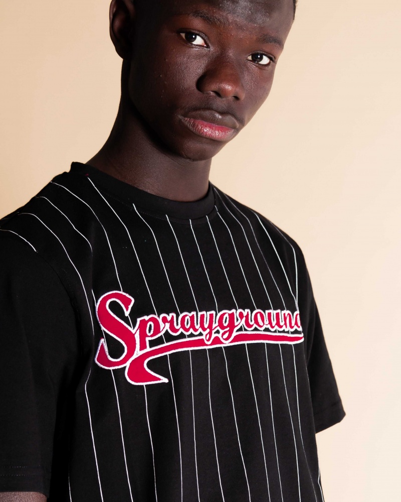 Sprayground T-shirt BASEBALL Black | AGLNJ9872