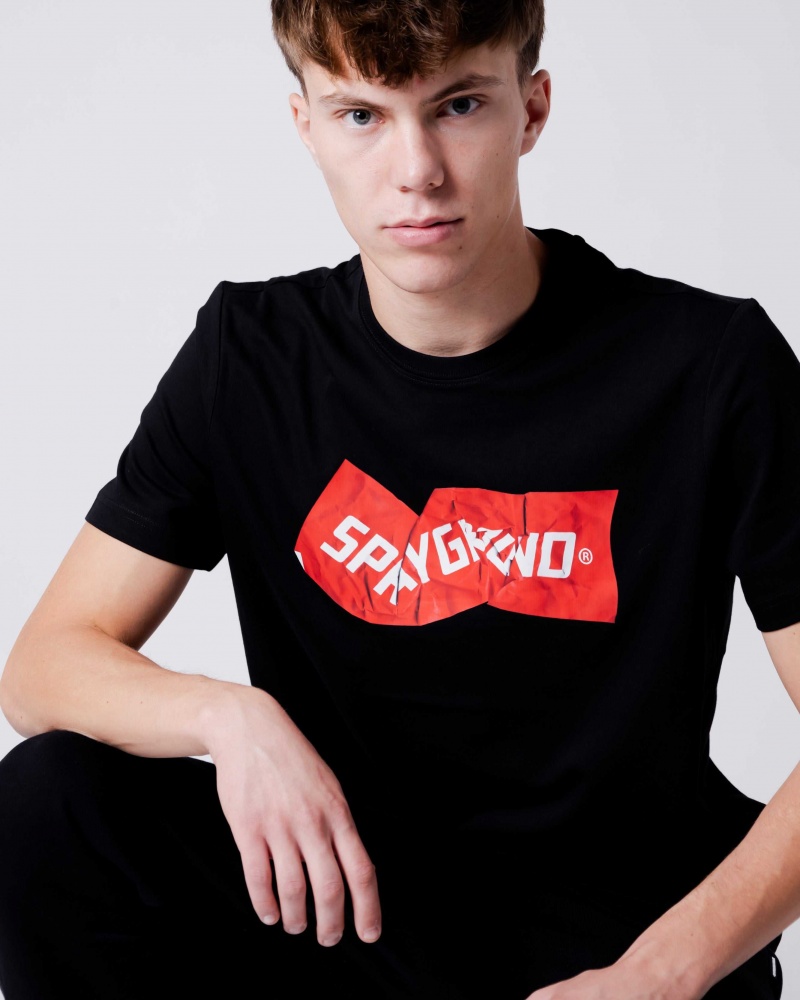 Sprayground T-shirt CRUMPLED Black | INJXM7681