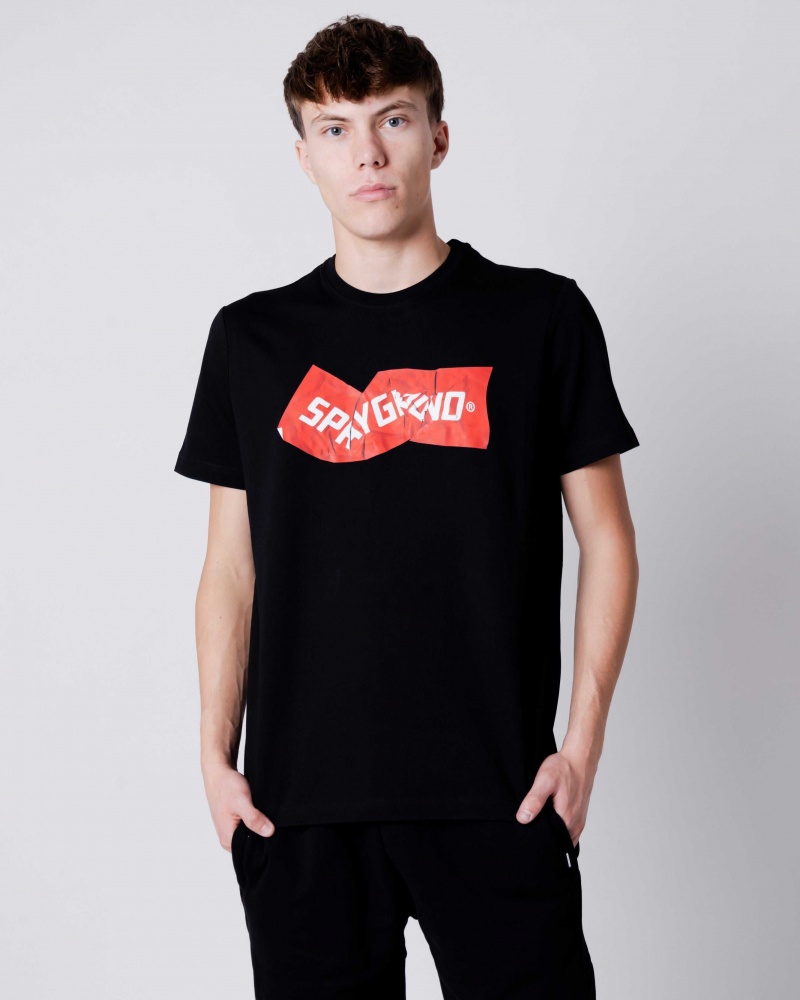 Sprayground T-shirt CRUMPLED Black | INJXM7681