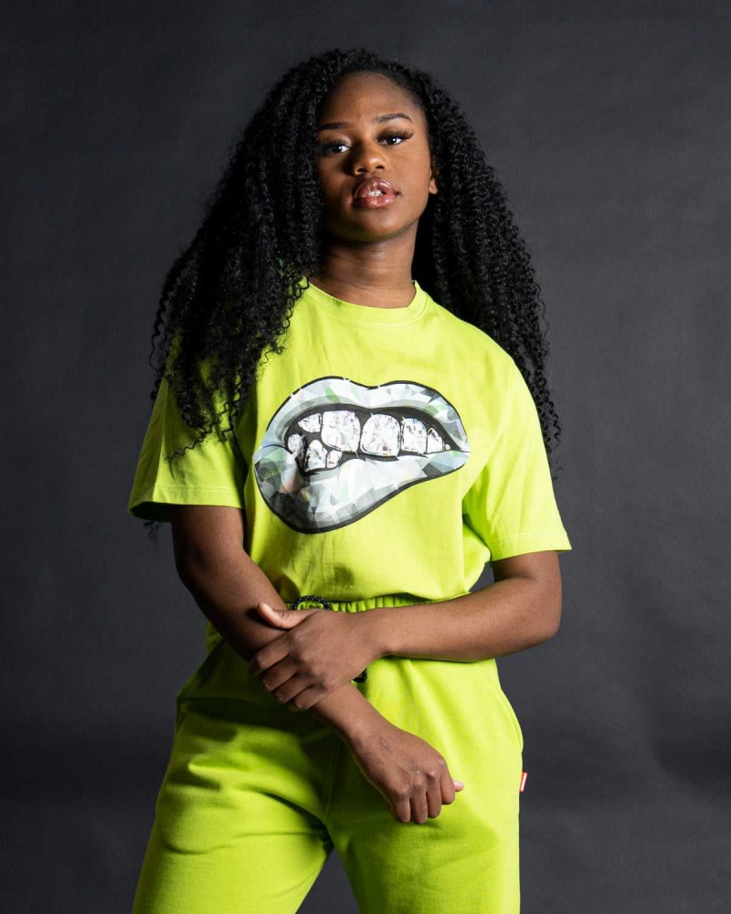 Sprayground T-shirt DIAMOND TEETH Green | LDGZV7398