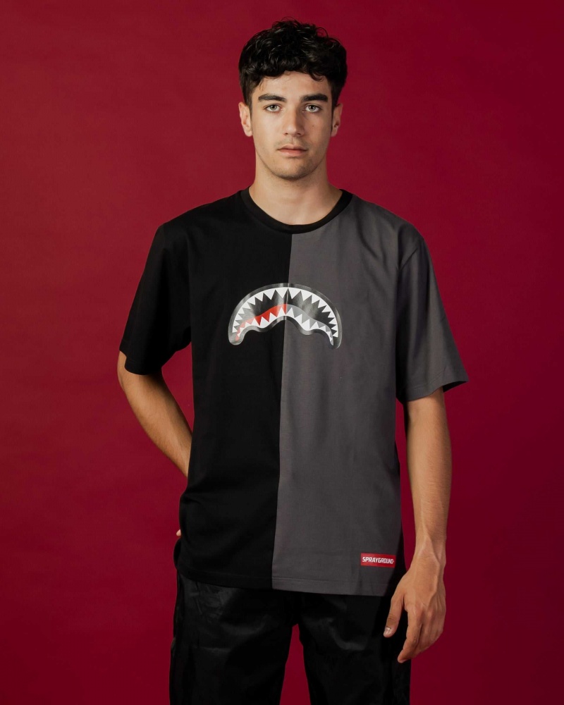 Sprayground T-shirt DOUBLE SHARK Black | FWKGM4190