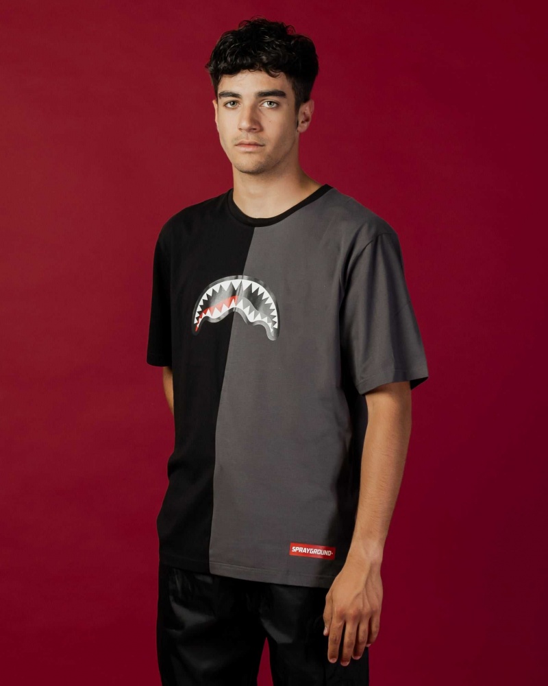 Sprayground T-shirt DOUBLE SHARK Black | FWKGM4190