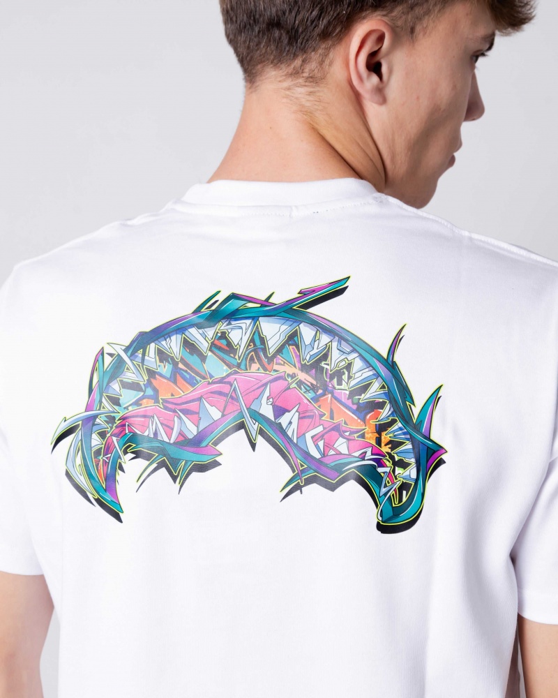 Sprayground T-shirt GRAFFITI White | VJBIO5276