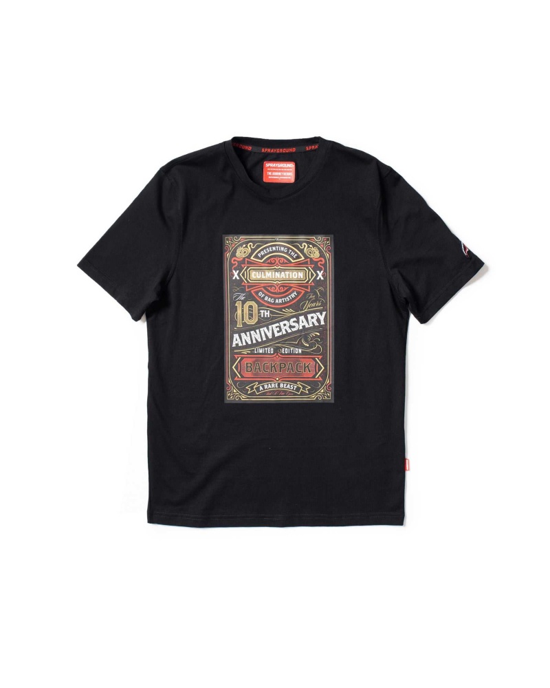 Sprayground T-shirt HAPPY 10TH Black | KYQLI6197