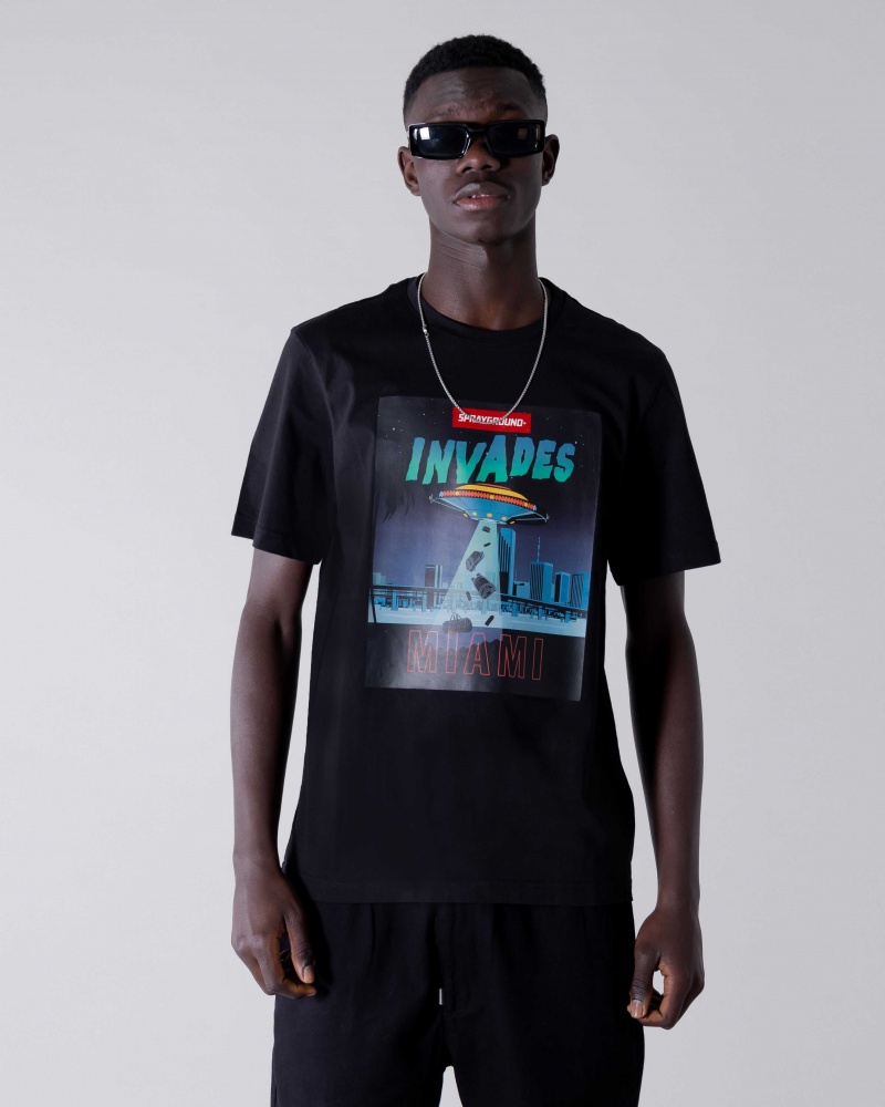 Sprayground T-shirt INVADERS Black | OQRDN0569