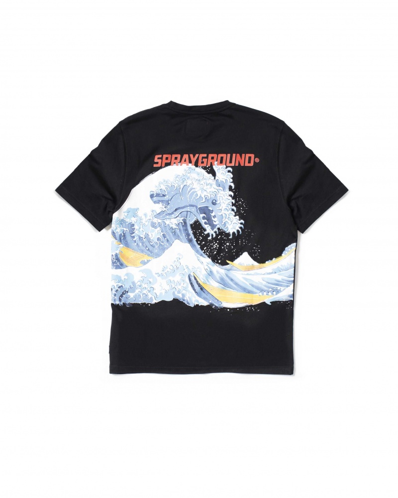 Sprayground T-shirt JAPAN WAVE Black | ETNLI3965