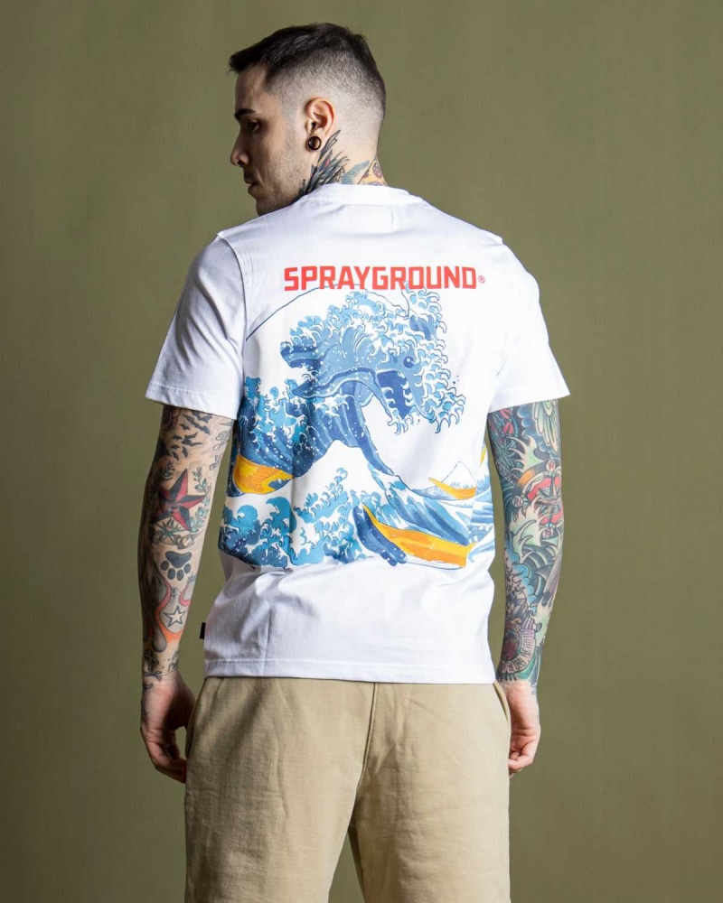 Sprayground T-shirt JAPAN WAVE White | GYMIU1706