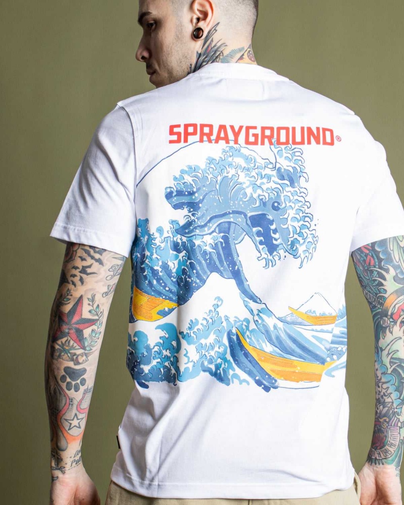 Sprayground T-shirt JAPAN WAVE White | GYMIU1706