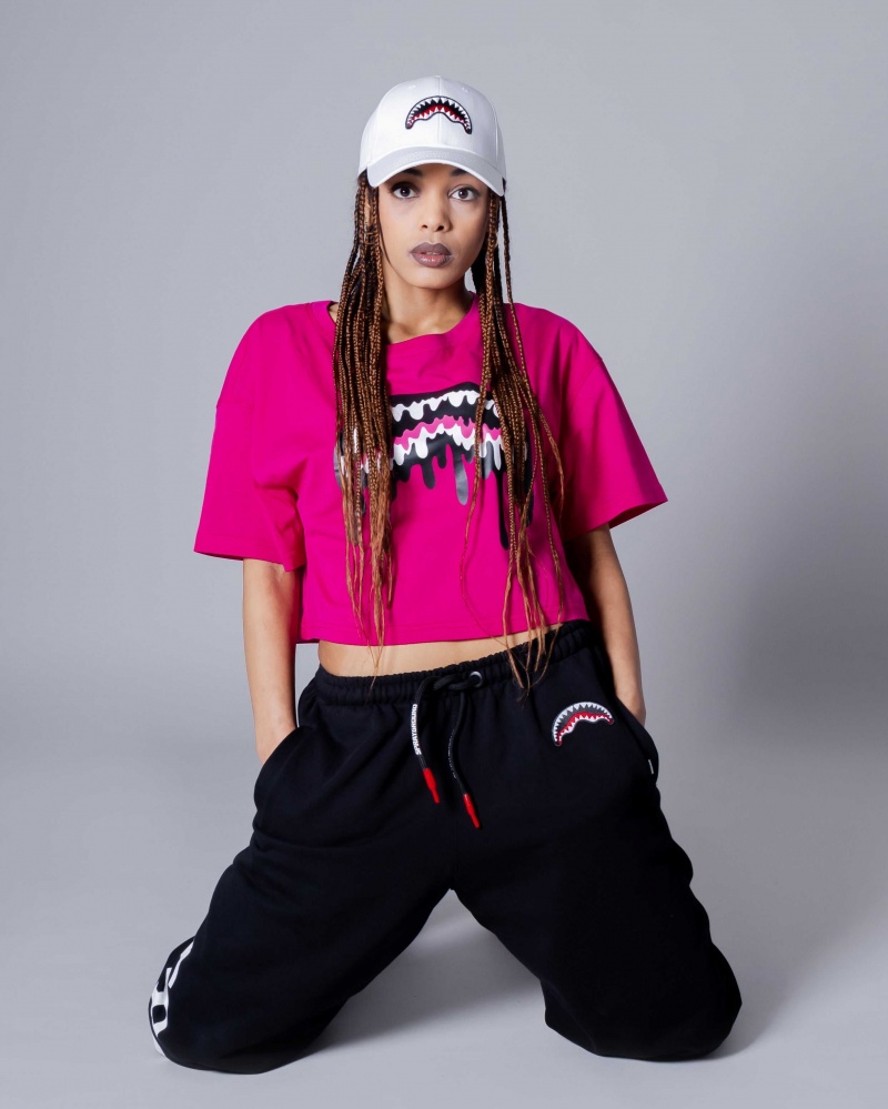 Sprayground T-shirt LOOSE SMOOTH CROP Fuchsia | IHKAG3926