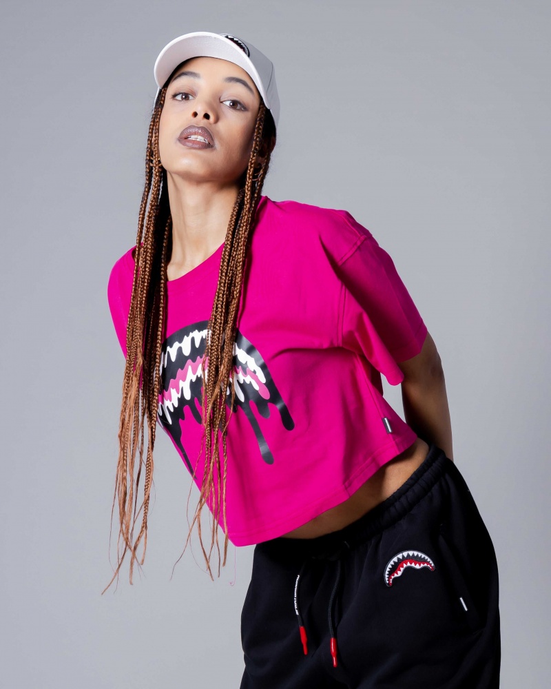 Sprayground T-shirt LOOSE SMOOTH CROP Fuchsia | IHKAG3926