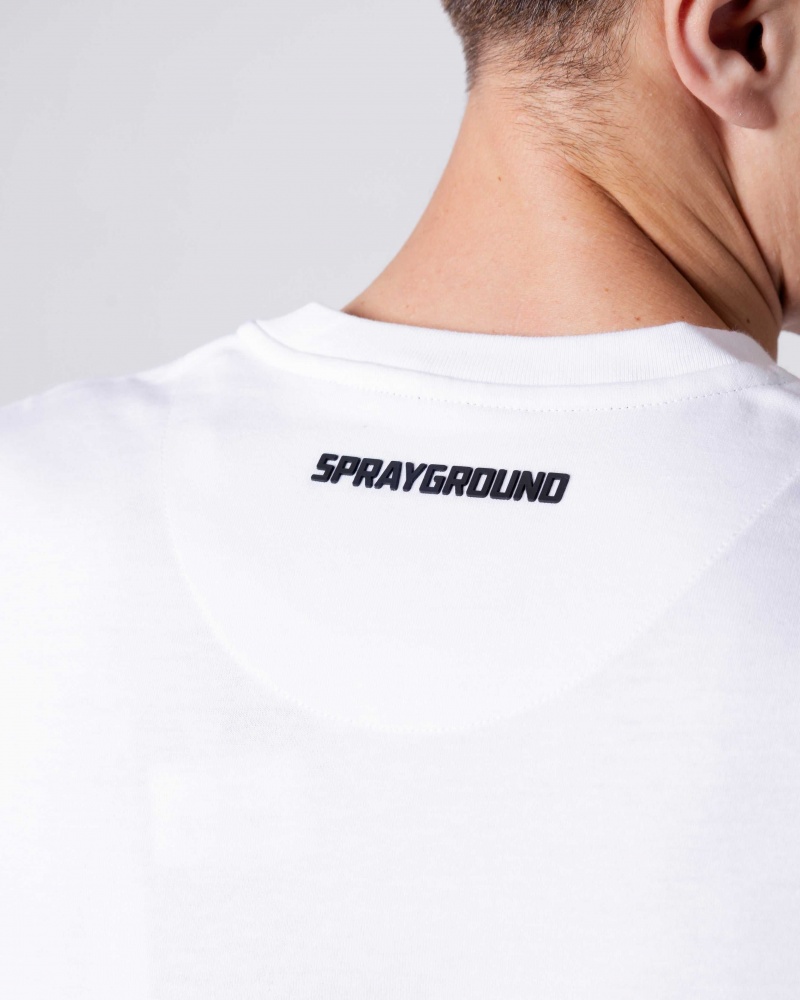 Sprayground T-shirt PIXEL SHARK White | IZATK8397