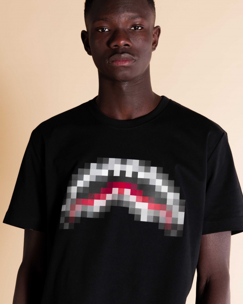 Sprayground T-shirt PIXEL SHARK Black | LTWMA8723