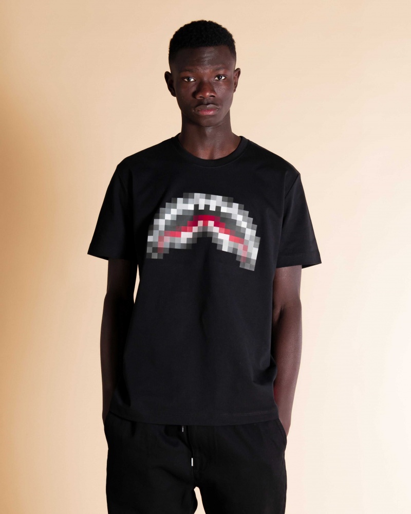 Sprayground T-shirt PIXEL SHARK Black | LTWMA8723