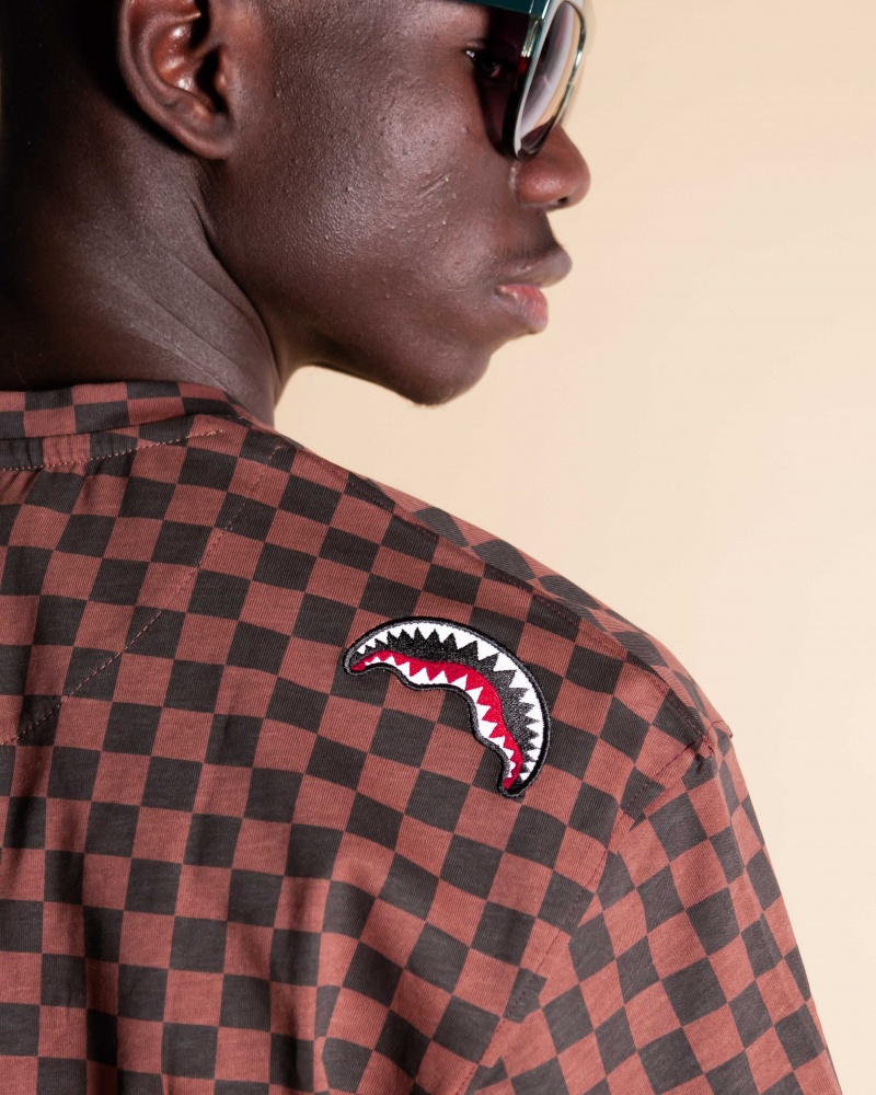 Sprayground T-shirt SHARKS IN NY Brown | QMEDH8702