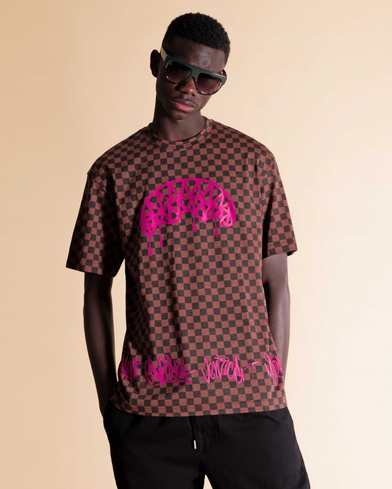 Sprayground T-shirt SHARKS IN NY Brown | QMEDH8702