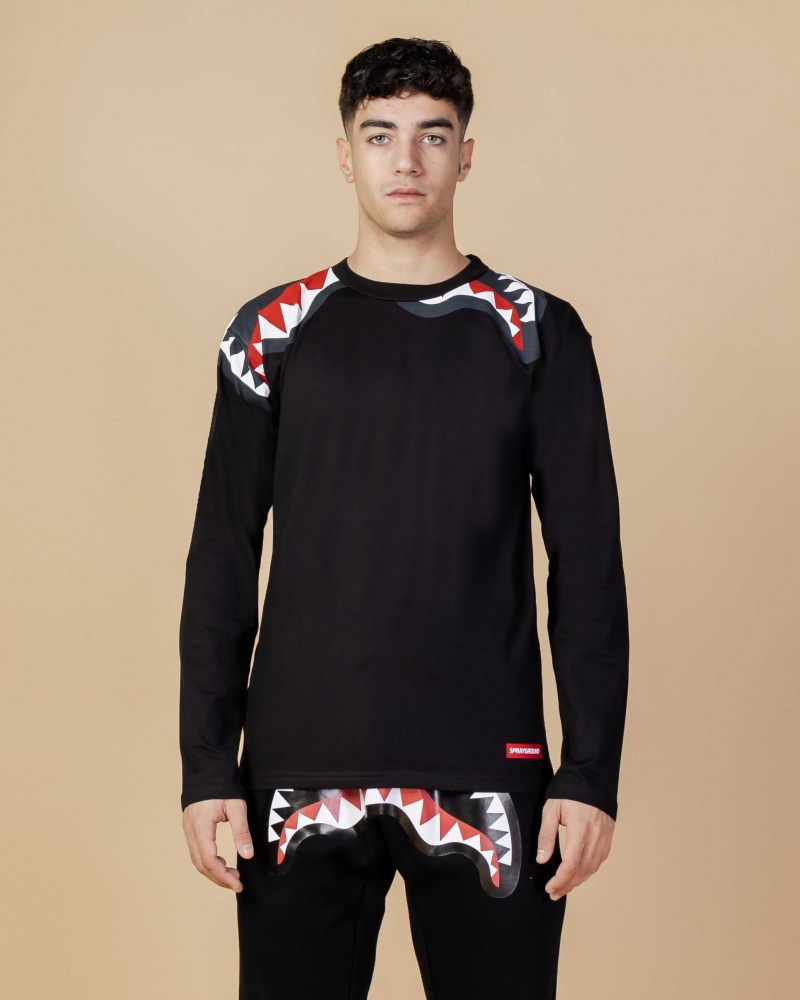 Sprayground T-shirt SMOOTH SPLASH LONG Black | ELBXN2680