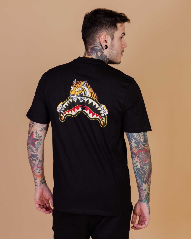 Sprayground T-shirt STAMPA TIGRE Black | IPKYD6203