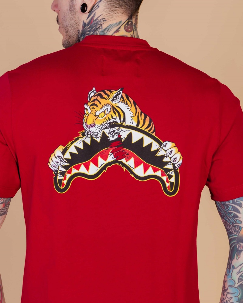 Sprayground T-shirt STAMPA TIGRE Red | XYPDQ8152