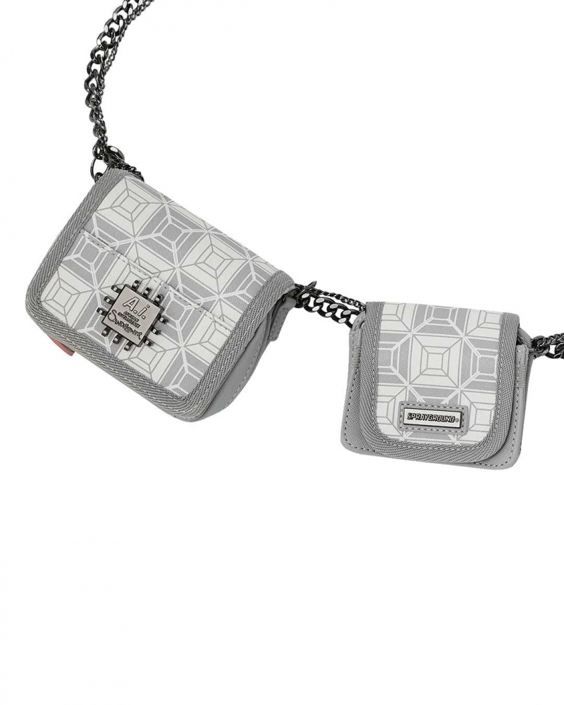 Sprayground Waist bag Ai STUNNA CHARM WAISTBELT Cream Grey | KSFPE5864