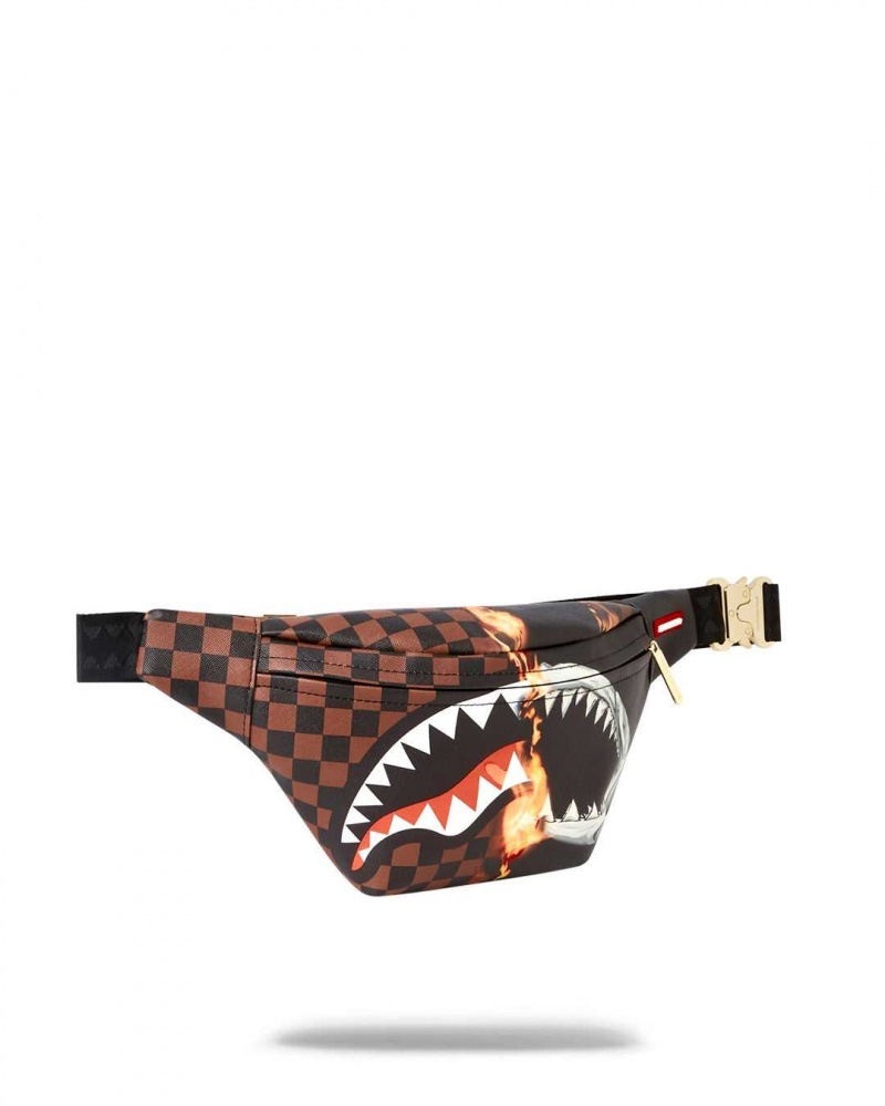 Sprayground Waist bag BURNT SHARKS IN PARIS SAVVY CROSSBODY Black | XRBQC6091