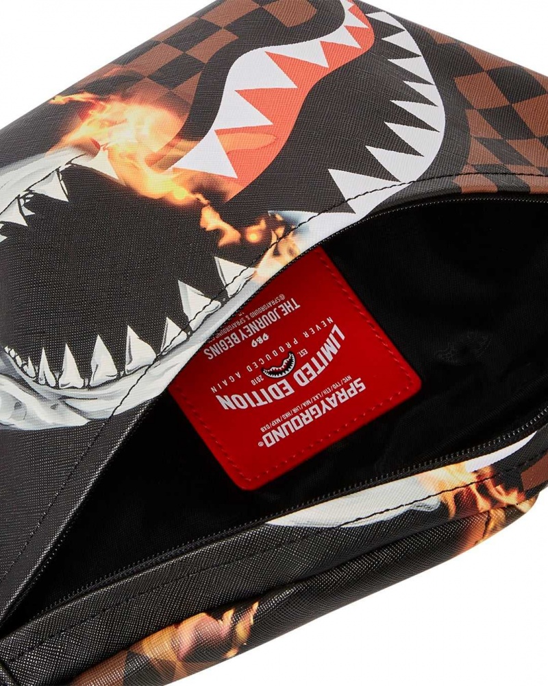 Sprayground Waist bag BURNT SHARKS IN PARIS SAVVY CROSSBODY Black | XRBQC6091