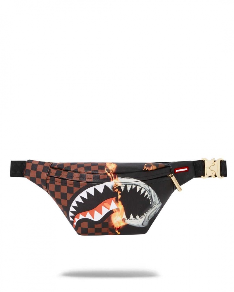 Sprayground Waist bag BURNT SHARKS IN PARIS SAVVY CROSSBODY Black | XRBQC6091