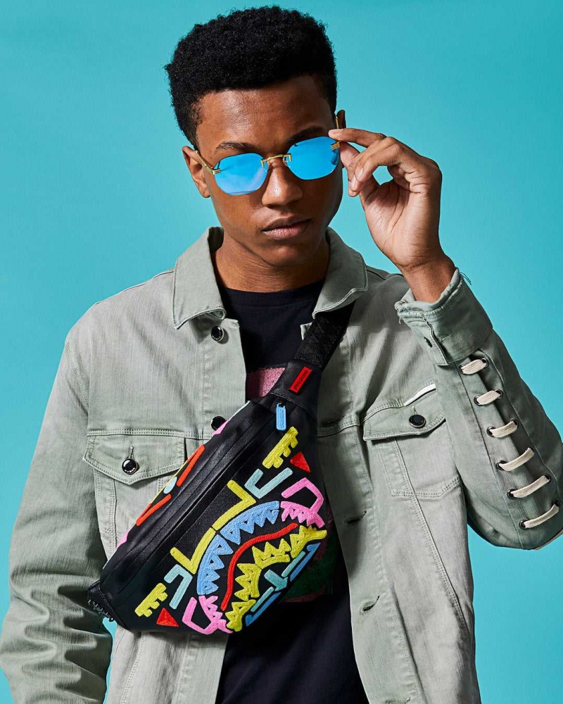 Sprayground Waist bag ELECTRIC RETRO CROSSBODY Black | YCQJZ7483