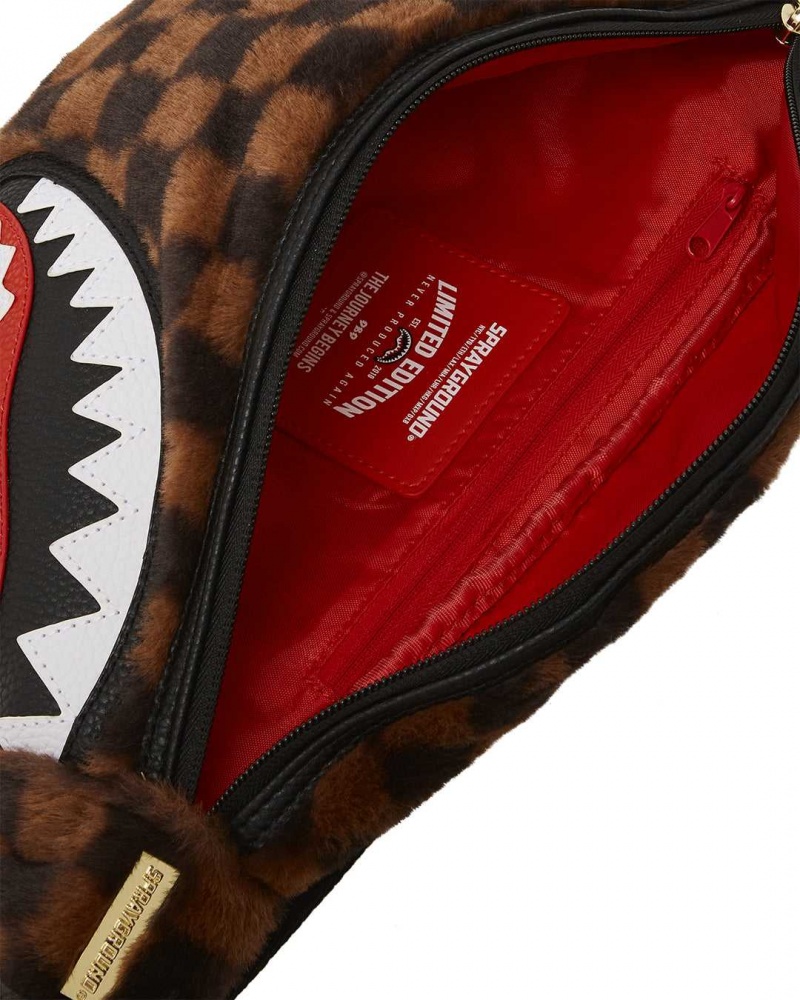 Sprayground Waist bag FUR SHARKS IN PARIS SAVVY CROSSBODY Brown | FVABS2806