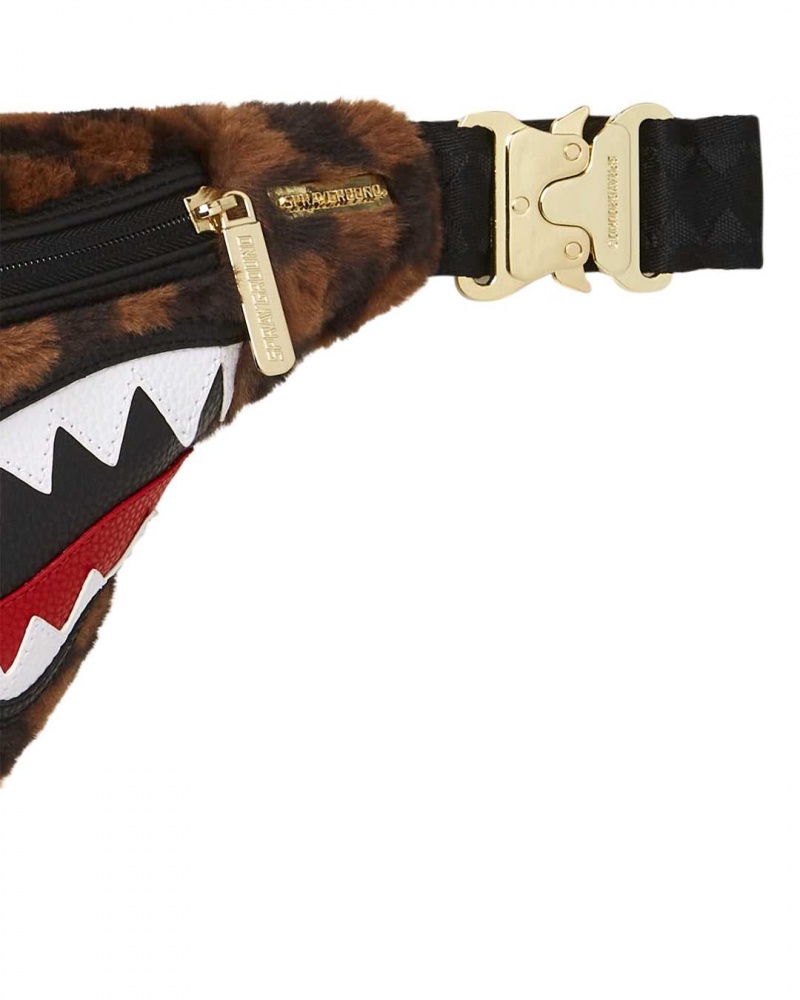 Sprayground Waist bag FUR SHARKS IN PARIS SAVVY CROSSBODY Brown | FVABS2806