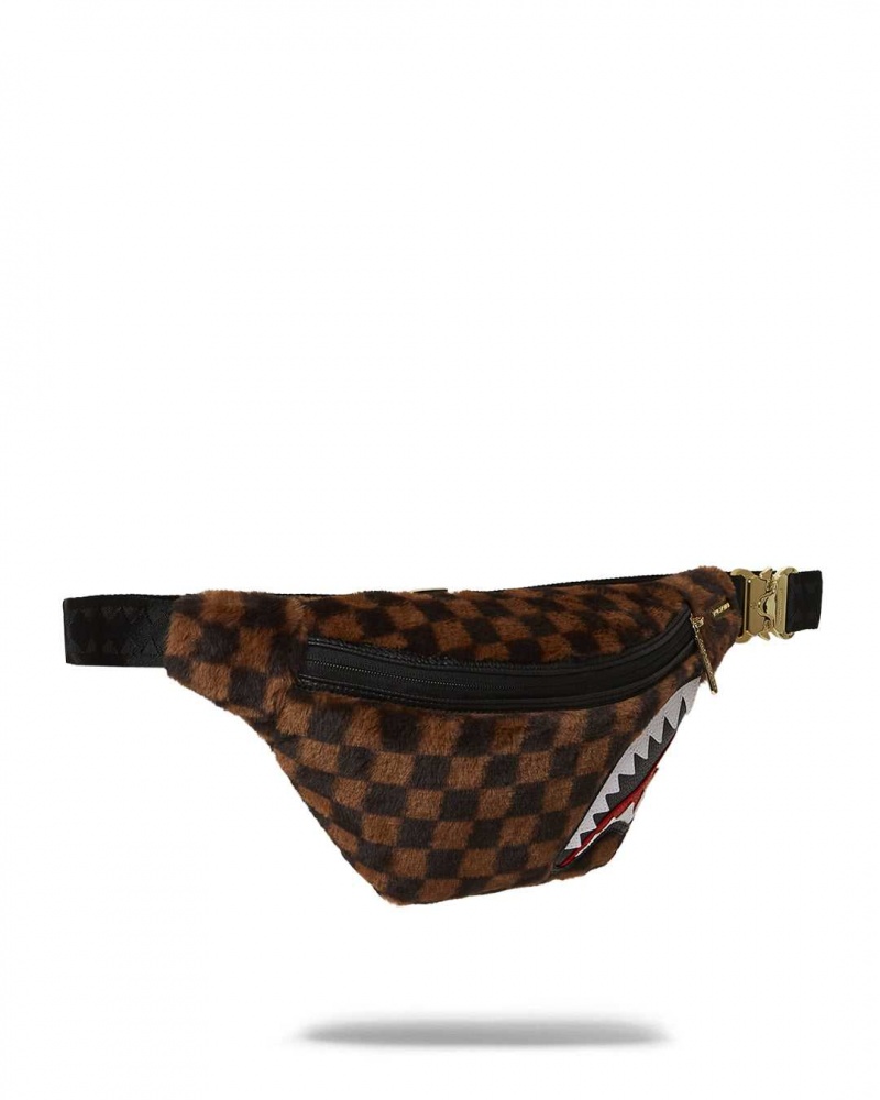 Sprayground Waist bag FUR SHARKS IN PARIS SAVVY CROSSBODY Brown | FVABS2806