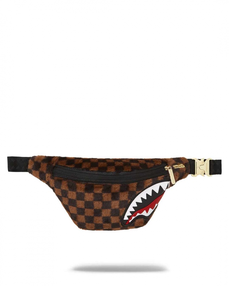 Sprayground Waist bag FUR SHARKS IN PARIS SAVVY CROSSBODY Brown | FVABS2806