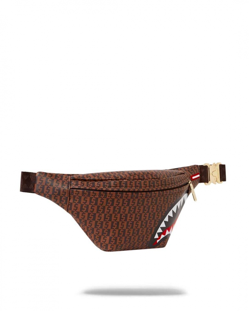 Sprayground Waist bag MONEY CHECKERED SAVVY CROSSBODY Brown | EOXIB8469