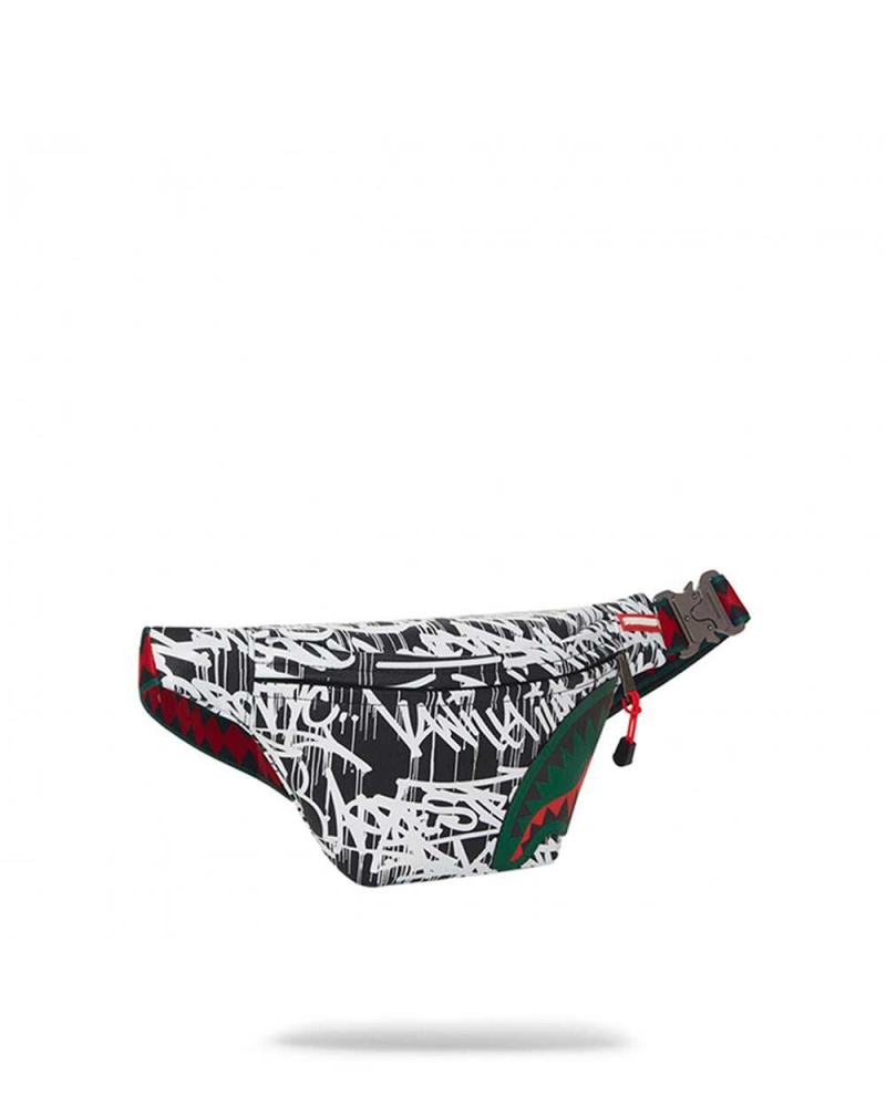 Sprayground Waist bag SCRIBBLE SHARK CROSSBODY Black | XUYHQ9082