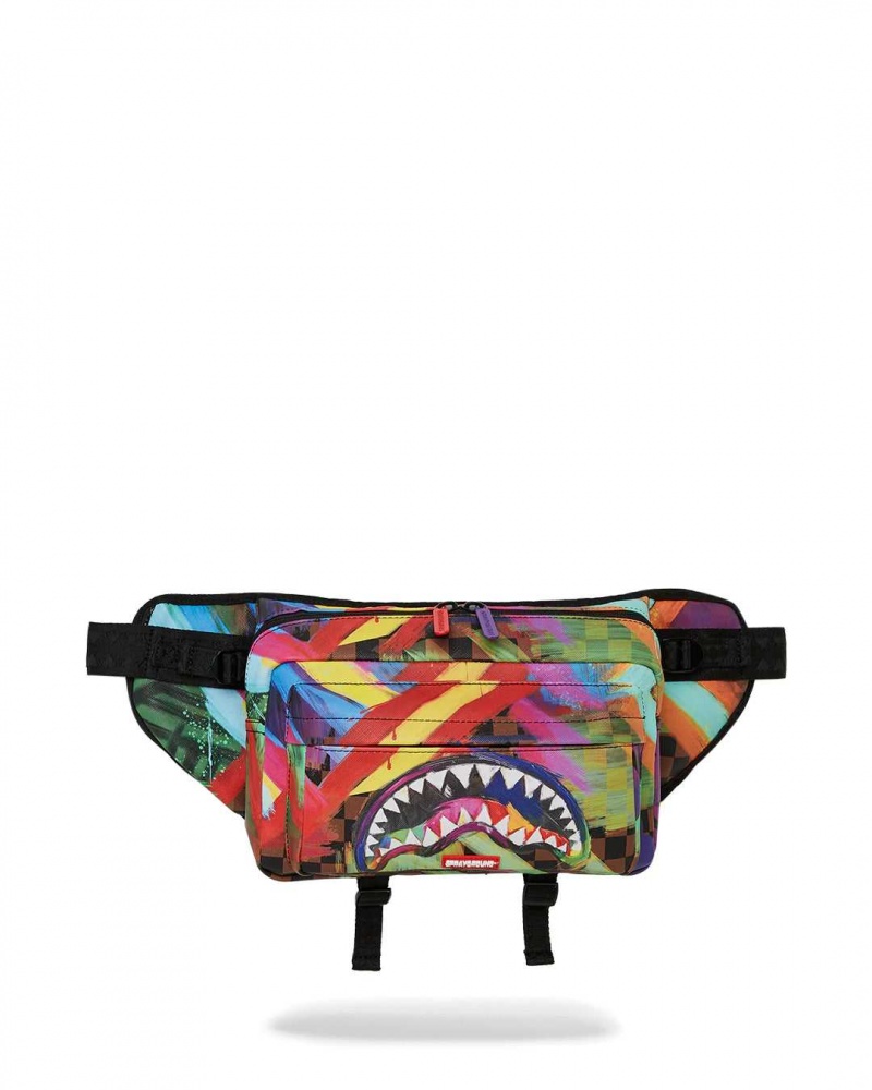 Sprayground Waist bag SHARKS IN PAINT CARGO CROSSBODY Red | NFIRT8501