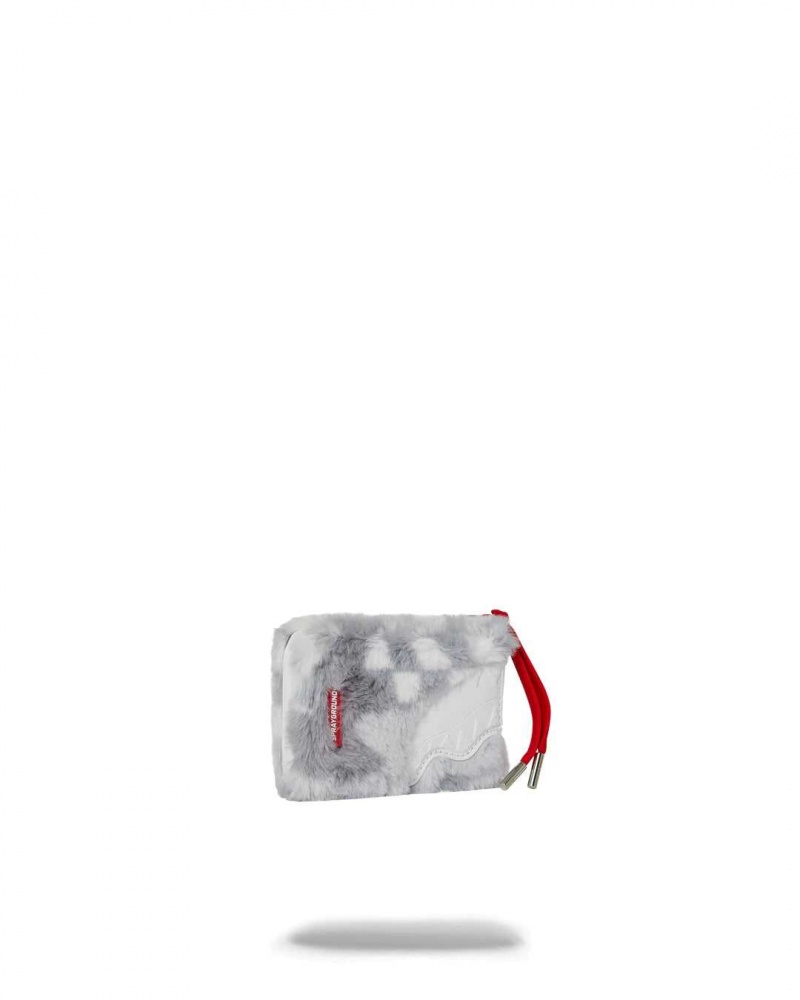 Sprayground Wallet 3AM FUR WALLET White Grey | WQDVN8516