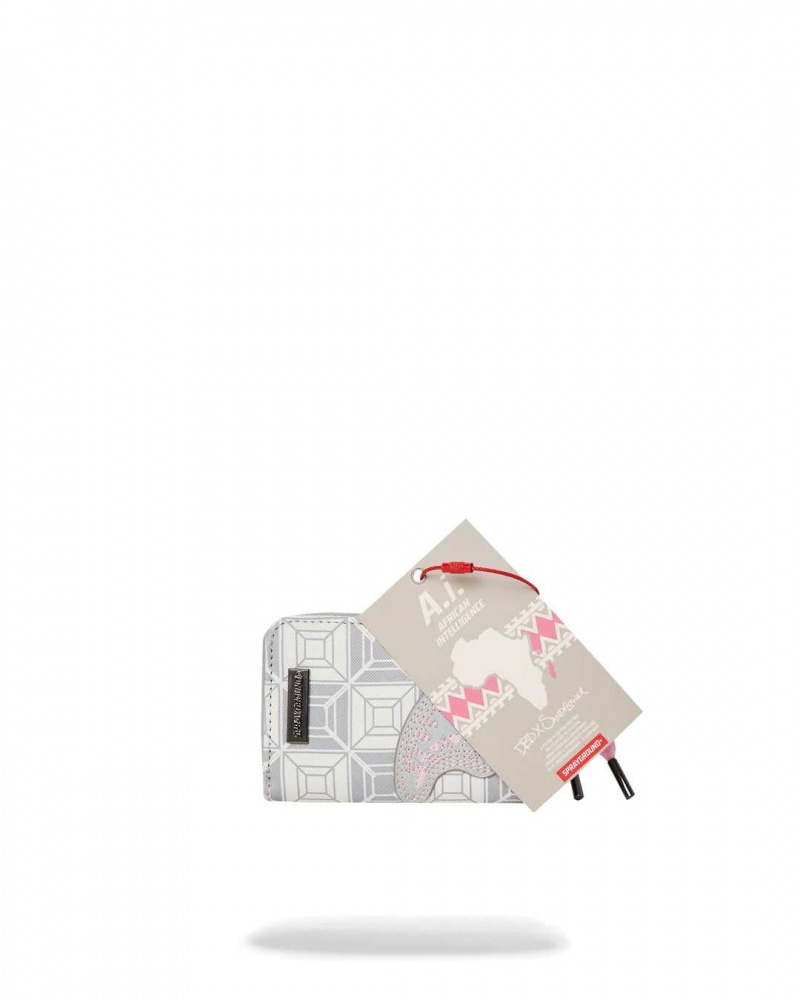 Sprayground Wallet Ai STUNNA WALLET Cream Grey | YIPJH6074