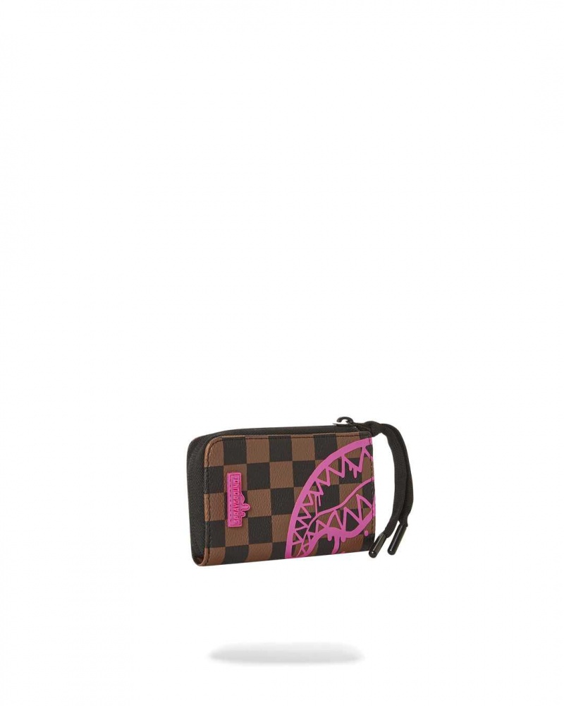 Sprayground Wallet DRIP CHECK WALLET Pink Brown | JGVYU7629