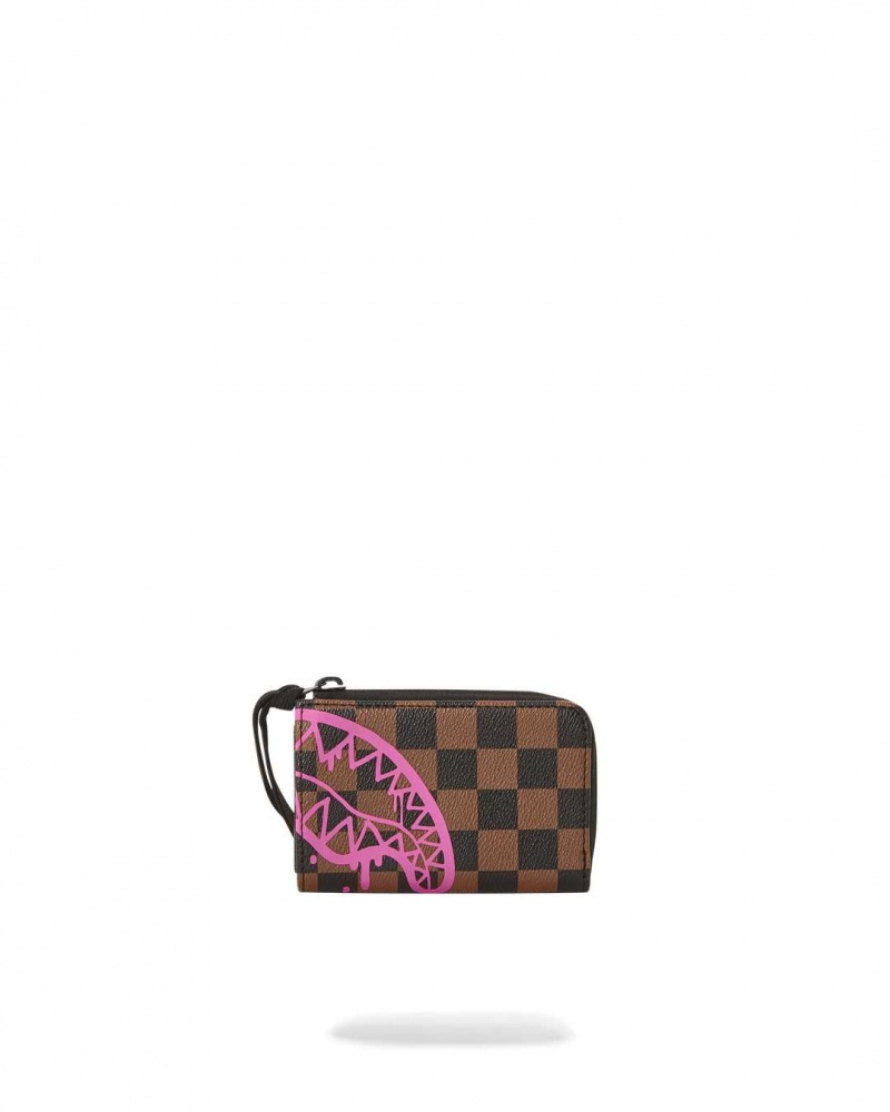 Sprayground Wallet DRIP CHECK WALLET Pink Brown | JGVYU7629