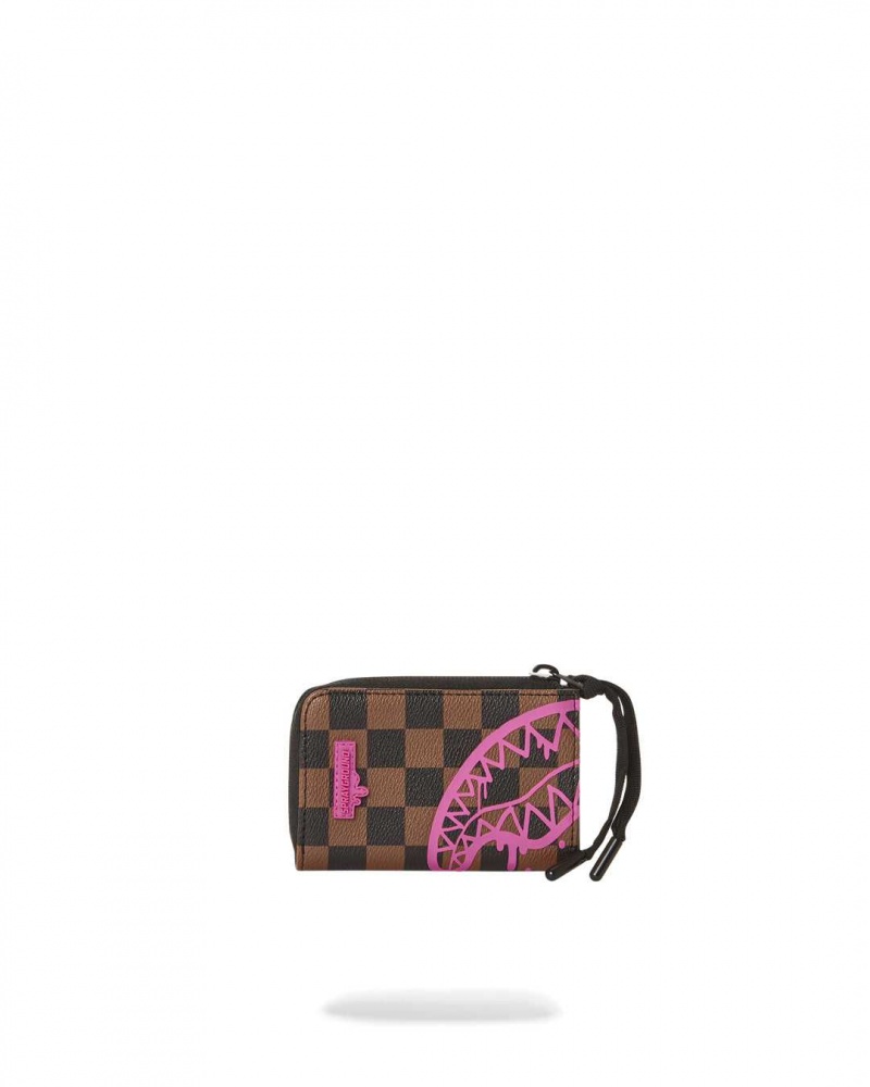 Sprayground Wallet DRIP CHECK WALLET Pink Brown | JGVYU7629