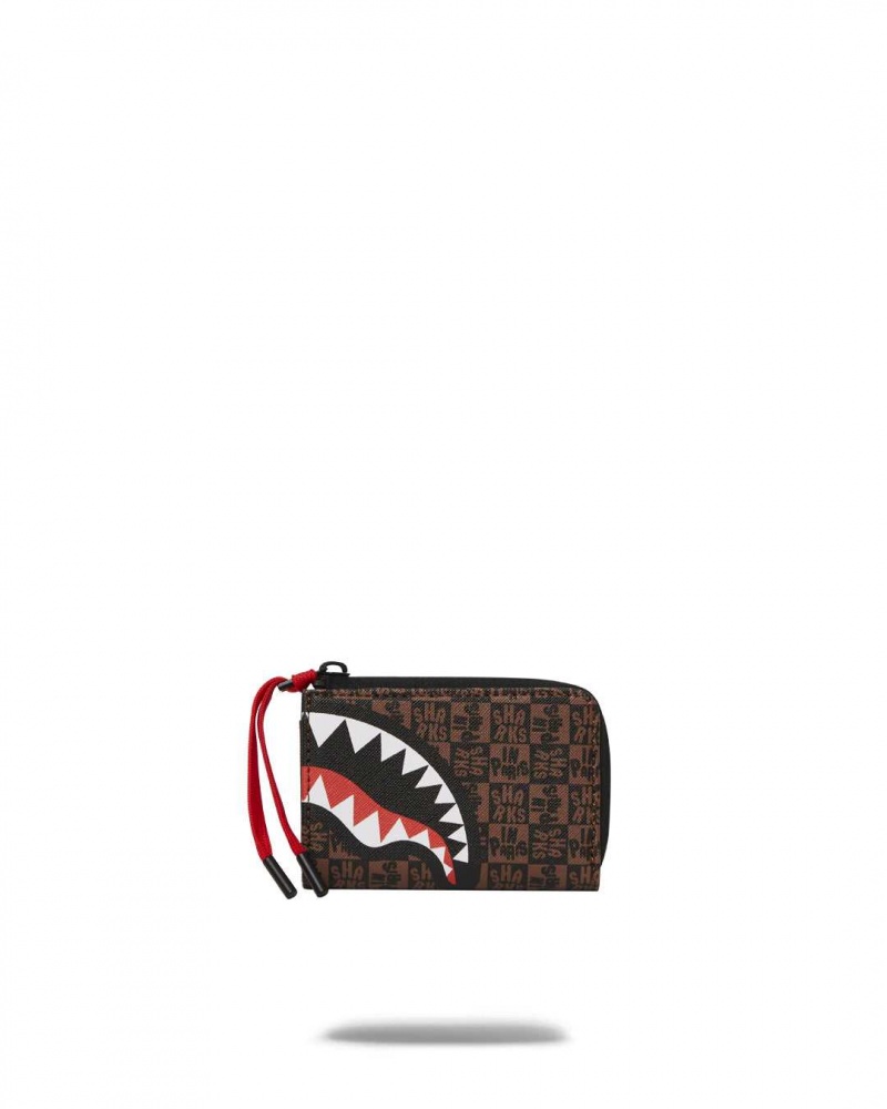 Sprayground Wallet SHARKS IN PARIS CHECK WALLET Brown | MYDNU0247