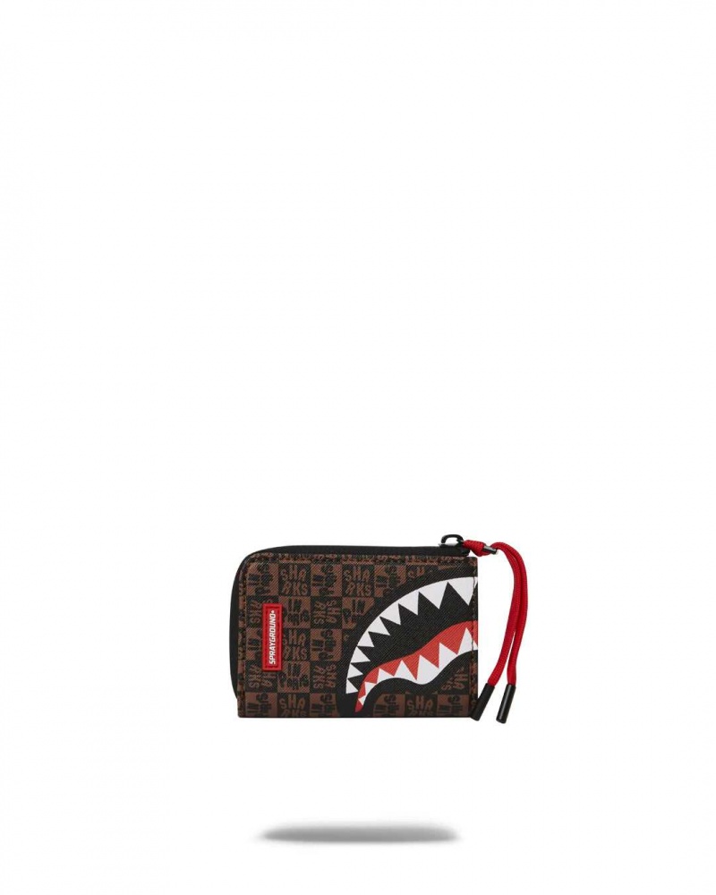 Sprayground Wallet SHARKS IN PARIS CHECK WALLET Brown | MYDNU0247